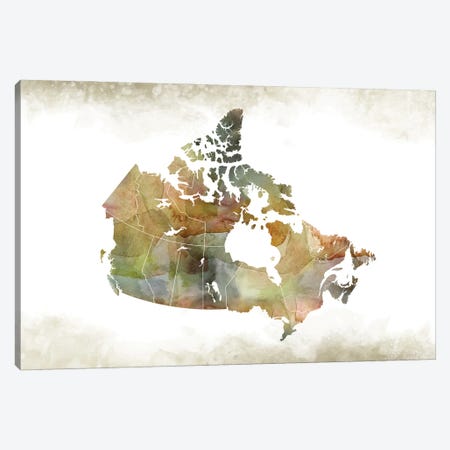 Canada Greenish Map Canvas Print #WDA70} by WallDecorAddict Canvas Art