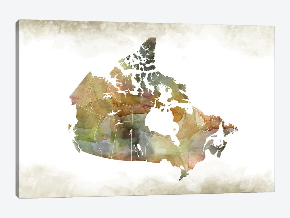 Canada Greenish Map by WallDecorAddict 1-piece Canvas Art