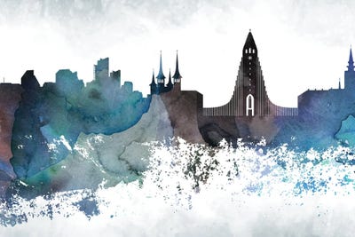 Reykjavik Bluish Skylines by WallDecorAddict art print