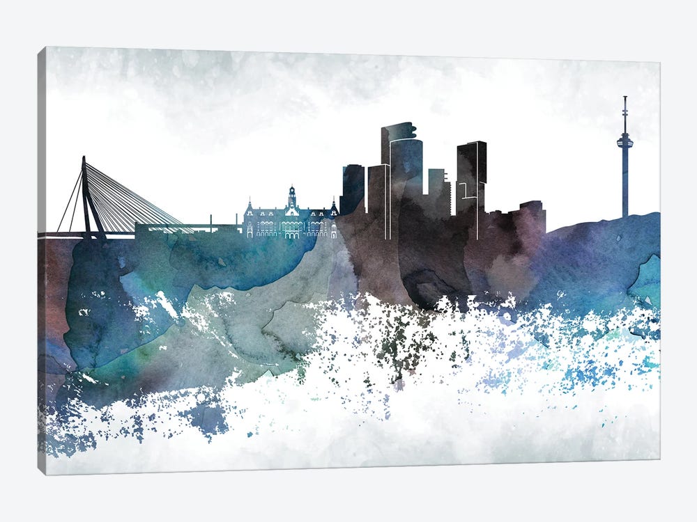 Rotterdam Bluish Skyline by WallDecorAddict 1-piece Canvas Art Print