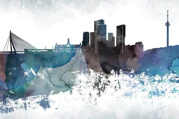 Rotterdam: Rotterdam Bluish Skyline by WallDecorAddict