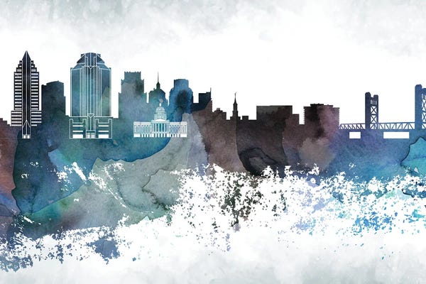 Sacramento: Sacramento Bluish Skyline by WallDecorAddict