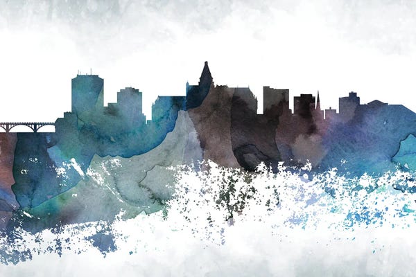 Saskatchewan: Saskatoon Bluish Skyline by WallDecorAddict