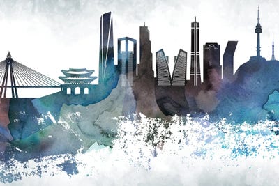 Seoul Bluish Skyline by WallDecorAddict acrylic art print