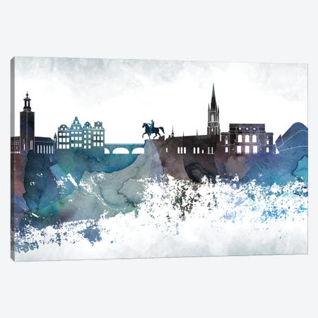 Stockholm Bluish Skyline Canvas Print #WDA718} by WallDecorAddict Canvas Art Print