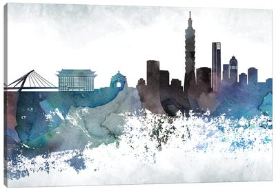 Taipei Bluish Skyline Canvas Art Print