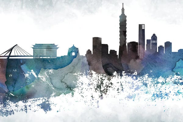 Taiwan: Taipei Bluish Skyline by WallDecorAddict