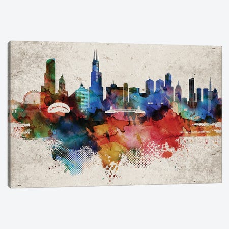 Chicago Abstract Canvas Print #WDA71} by WallDecorAddict Canvas Artwork
