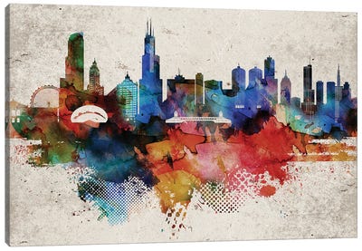 Chicago Abstract Canvas Art Print - Illinois Art