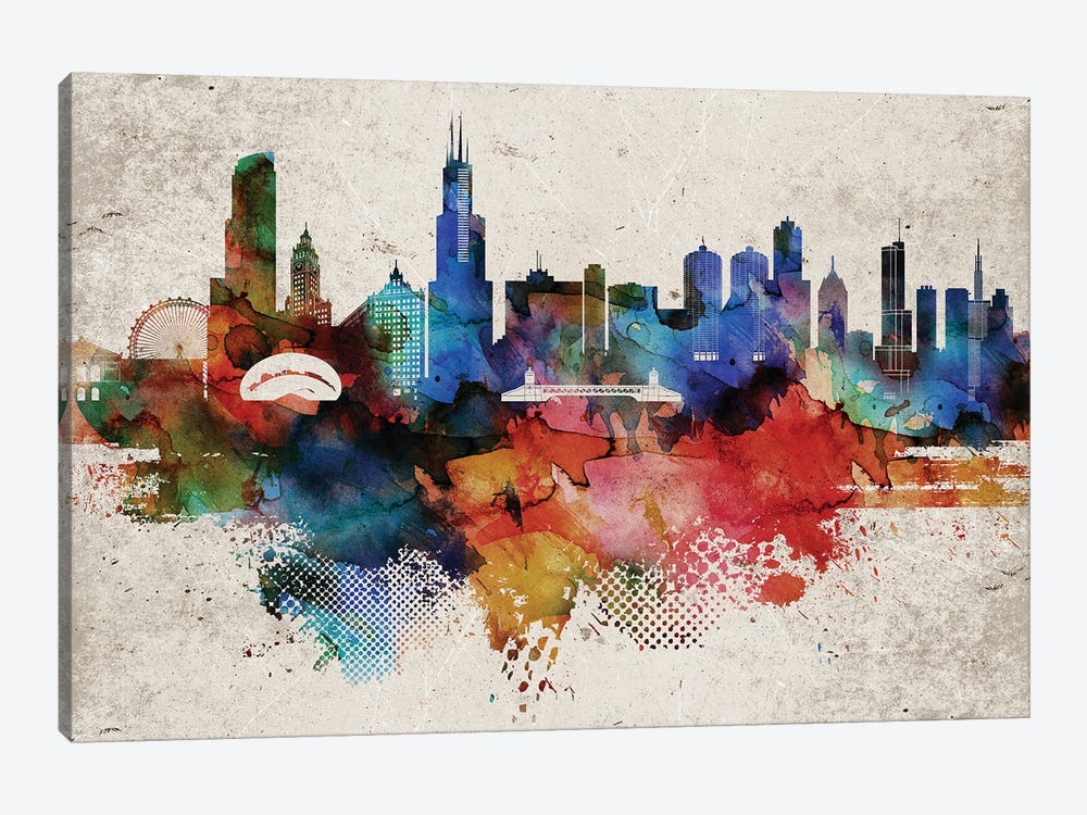Chicago Abstract by WallDecorAddict 1-piece Canvas Print