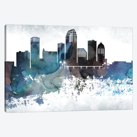 Tampa Bluish Skyline Canvas Print #WDA720} by WallDecorAddict Canvas Artwork