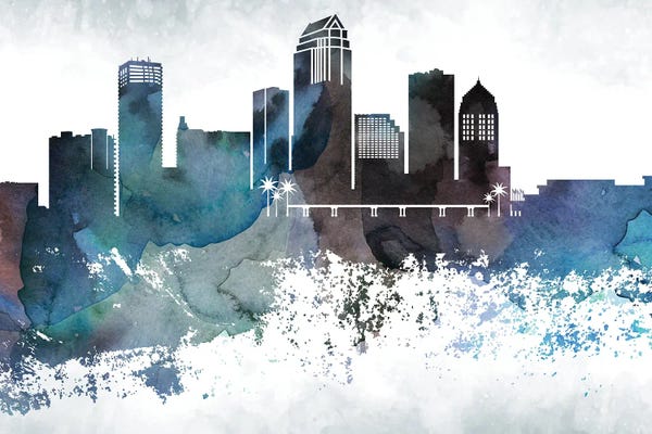WallDecorAddict: Tampa Bluish Skyline by WallDecorAddict