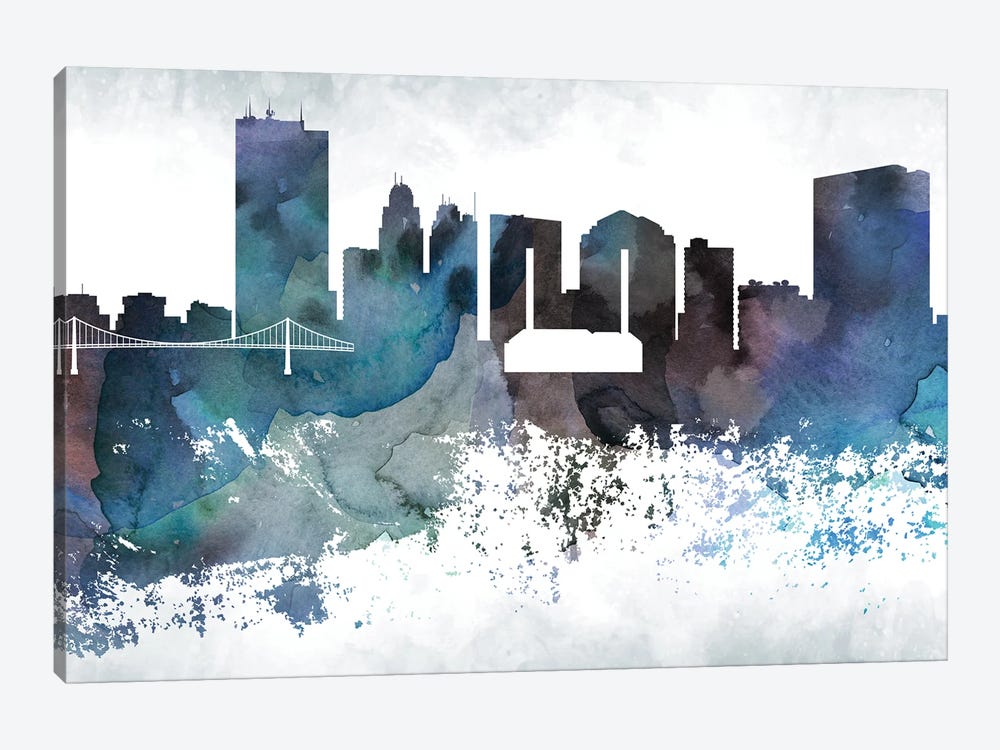 Toledo Bluish Skyline by WallDecorAddict 1-piece Canvas Art Print