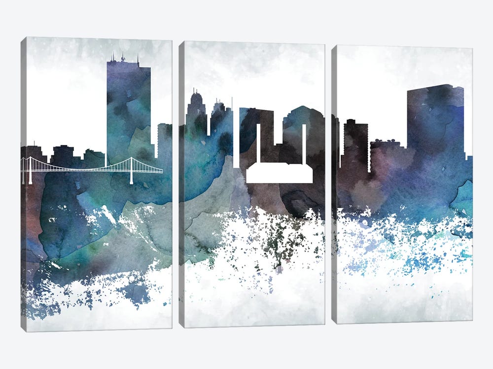 Toledo Bluish Skyline by WallDecorAddict 3-piece Art Print