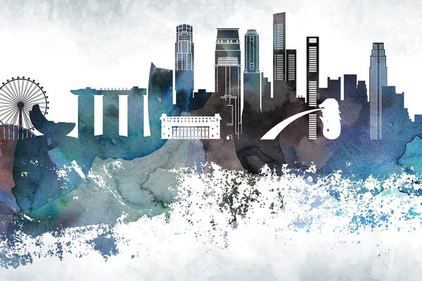 Singapore: Singapore Bluish Skylines by WallDecorAddict