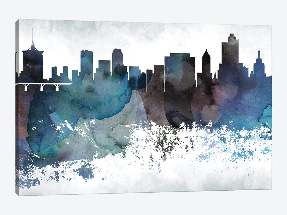 Tulsa Bluish Skyline by WallDecorAddict 1-piece Art Print