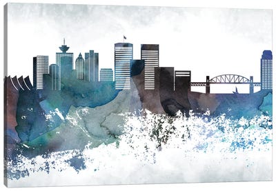 Vancouver Bluish Skyline Canvas Art Print - Vancouver Art