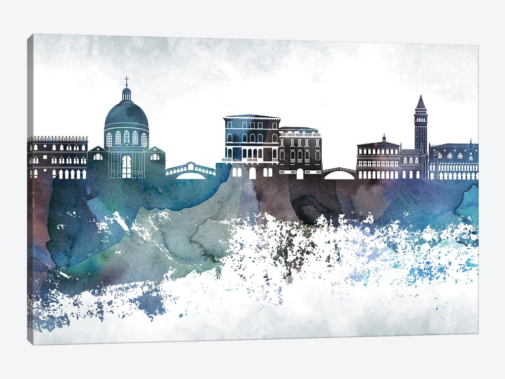 Venice Bluish Skyline by WallDecorAddict 1-piece Canvas Print
