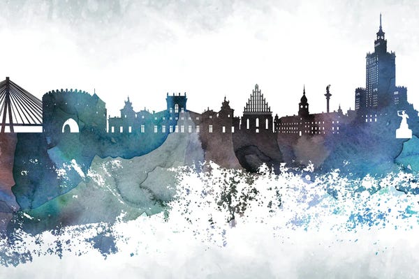 Poland: Warsaw Bluish Skyline by WallDecorAddict