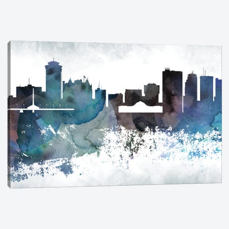 Winnipeg Bluish Skyline Canvas Print #WDA729} by WallDecorAddict Canvas Art