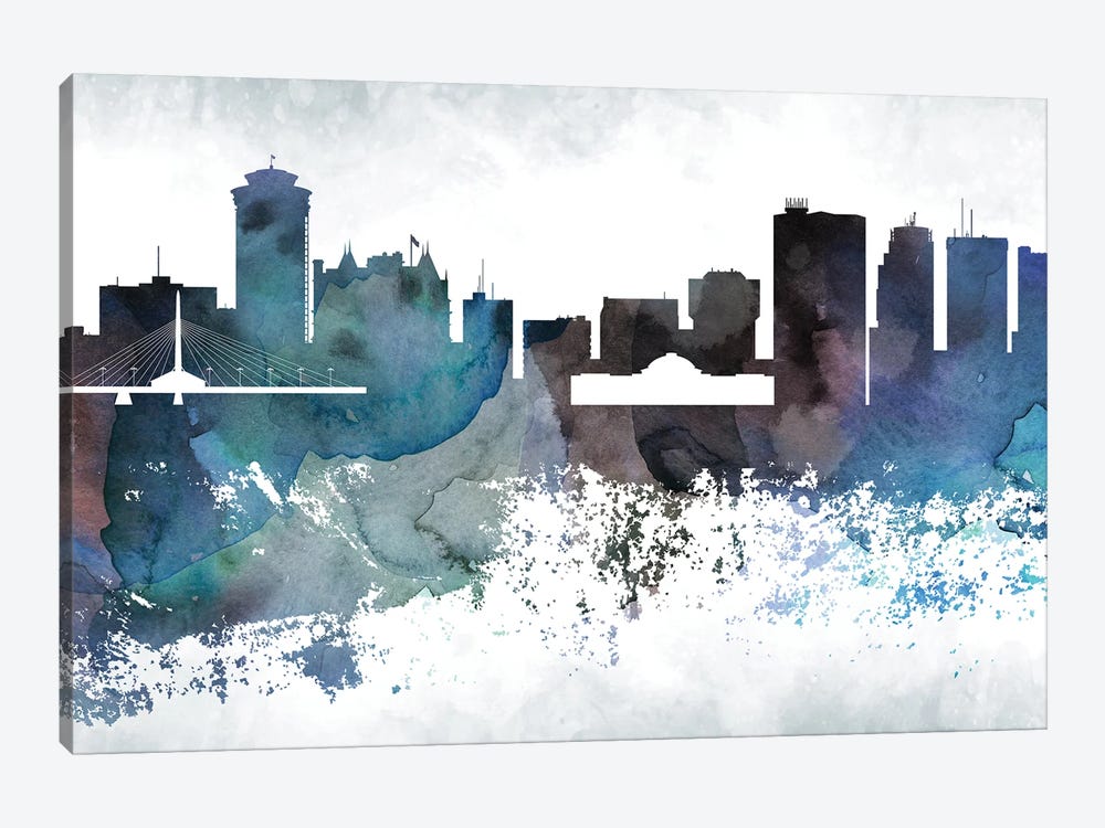 Winnipeg Bluish Skyline by WallDecorAddict 1-piece Canvas Print