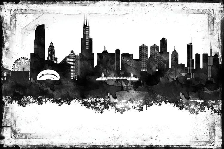 Chicago Black And White Framed Skylines