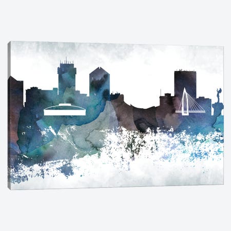 Wichita Bluish Skyline Canvas Print #WDA730} by WallDecorAddict Canvas Art Print