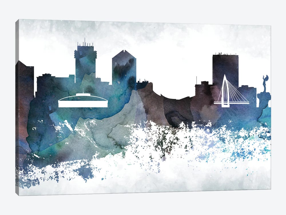 Wichita Bluish Skyline by WallDecorAddict 1-piece Canvas Print