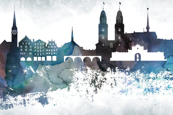 Zurich: Zurich Bluish Skyline by WallDecorAddict