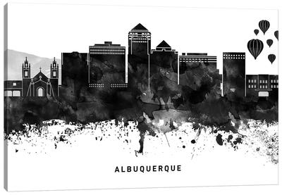 Albuquerque Skyline Black & White Canvas Art Print - WallDecorAddict