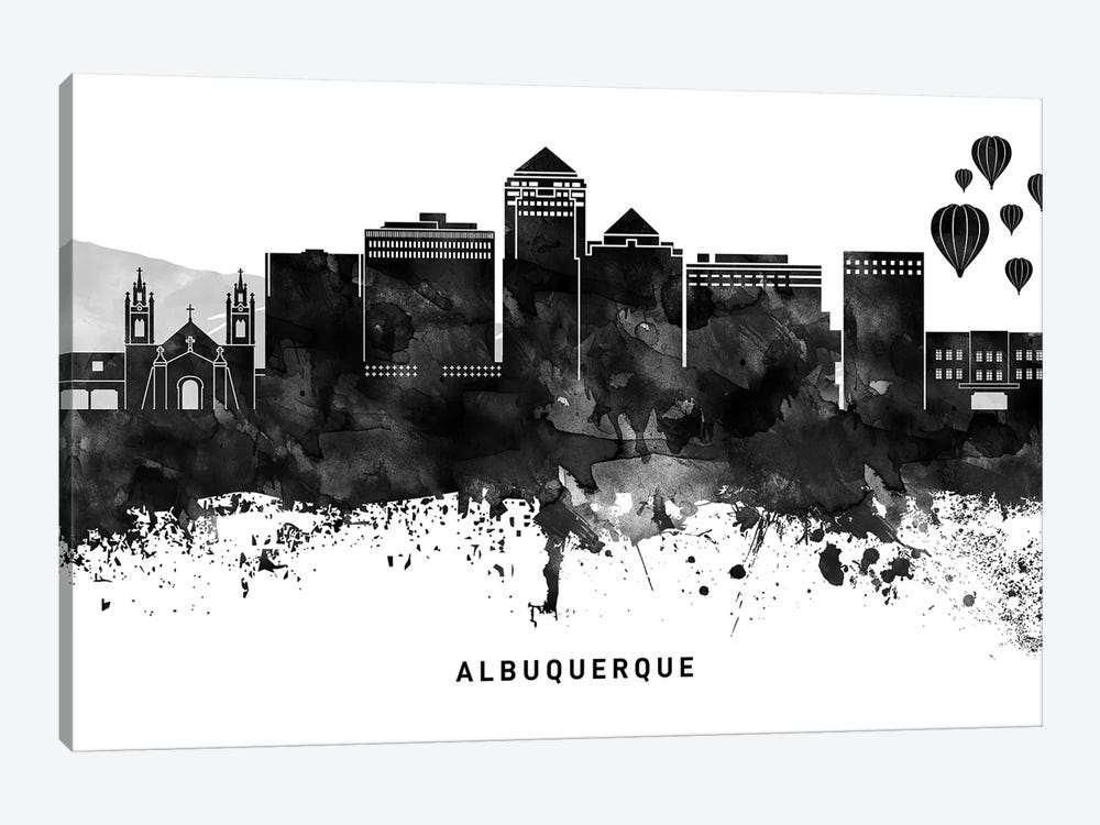 Albuquerque Skyline Black & White 1-piece Art Print