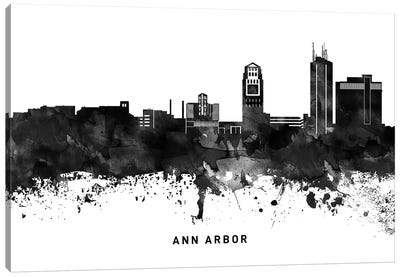 Ann Arbor Skyline Black & White Canvas Art Print