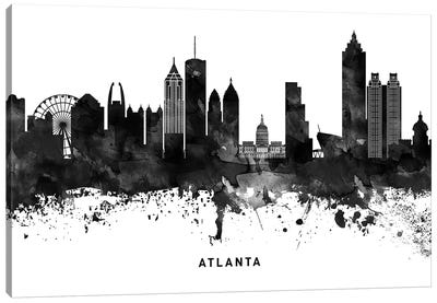 Atlanta Skyline Black & White Canvas Art Print - Atlanta Skylines