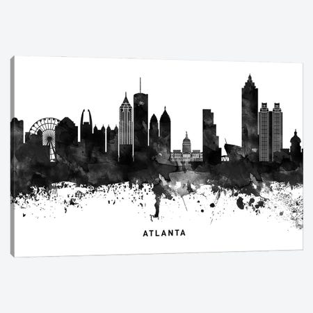 Atlanta Skyline Black & White Canvas Print #WDA736} by WallDecorAddict Canvas Wall Art
