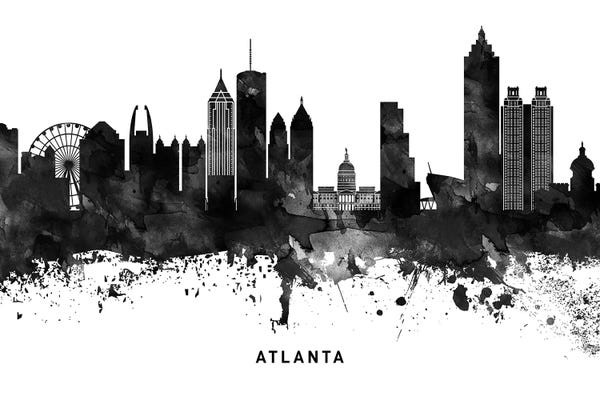 WallDecorAddict: Atlanta Skyline Black & White by WallDecorAddict