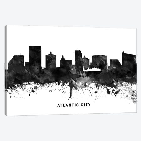 Atlantic City Skyline Black & White Canvas Print #WDA737} by WallDecorAddict Canvas Art