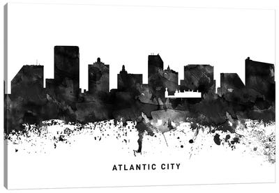 Atlantic City Skyline Black & White Canvas Art Print - New Jersey Art