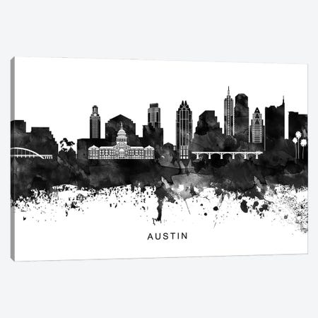 Austin Skyline Black & White Canvas Print #WDA739} by WallDecorAddict Art Print