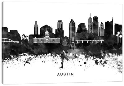 Austin Skyline Black & White Canvas Art Print