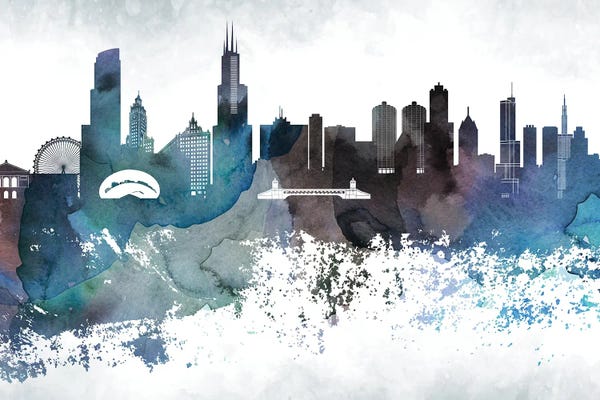 Chicago: Chicago Bluish Skylines by WallDecorAddict