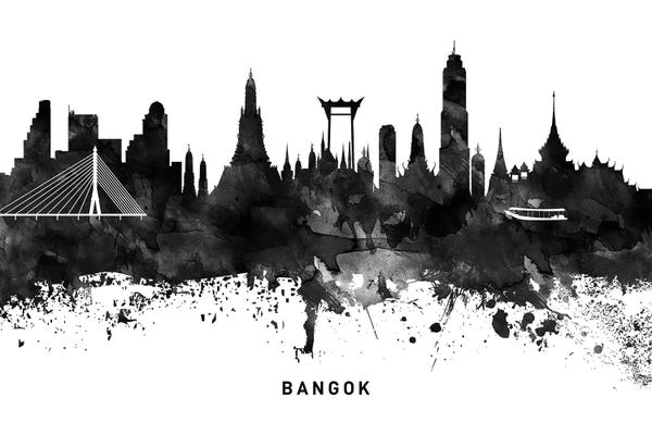 Thailand: Bangkok Skyline Black & White by WallDecorAddict