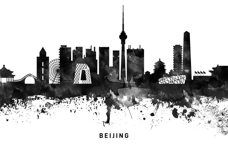 Beijing Skyline Black & White by WallDecorAddict wall art