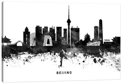 Beijing Skyline Black & White Canvas Art Print