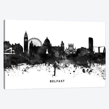 Belfast Skyline Black & White Canvas Print #WDA744} by WallDecorAddict Canvas Art Print