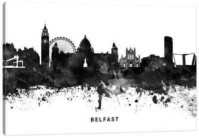 Belfast Skyline Black & White Canvas Art Print - Northern Ireland