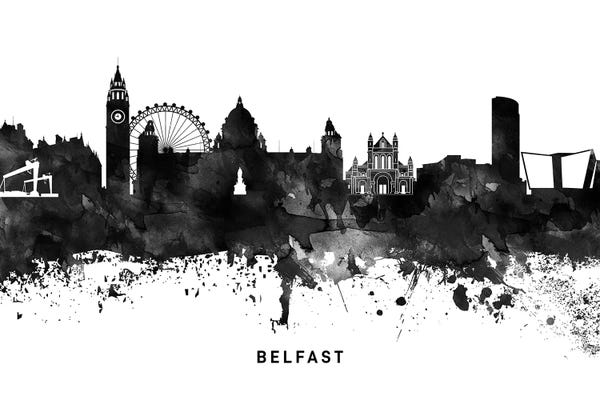 Northern Ireland: Belfast Skyline Black & White by WallDecorAddict