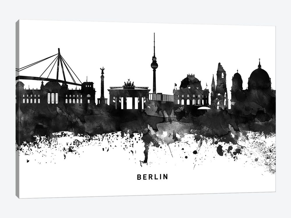 Berlin Skyline Black & White by WallDecorAddict 1-piece Art Print