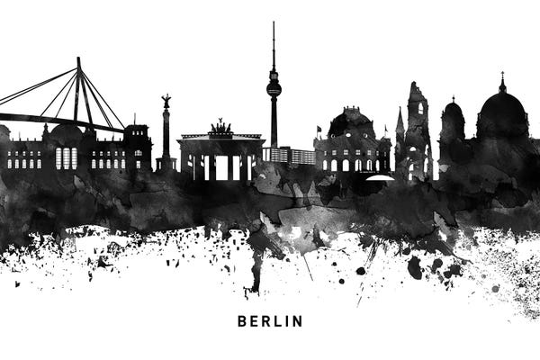 Berlin: Berlin Skyline Black & White by WallDecorAddict