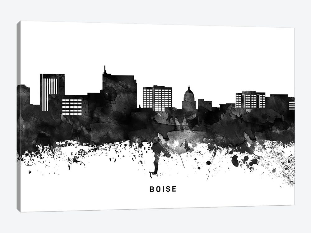 Boise Skyline Black & White by WallDecorAddict 1-piece Canvas Art