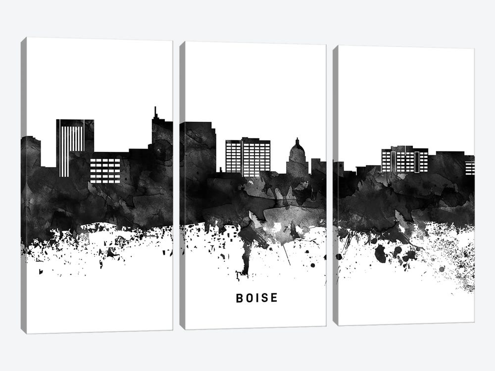 Boise Skyline Black & White 3-piece Canvas Artwork